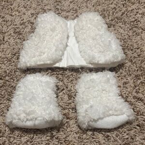 18 inch doll White Fuzzy Vest and Booties Set